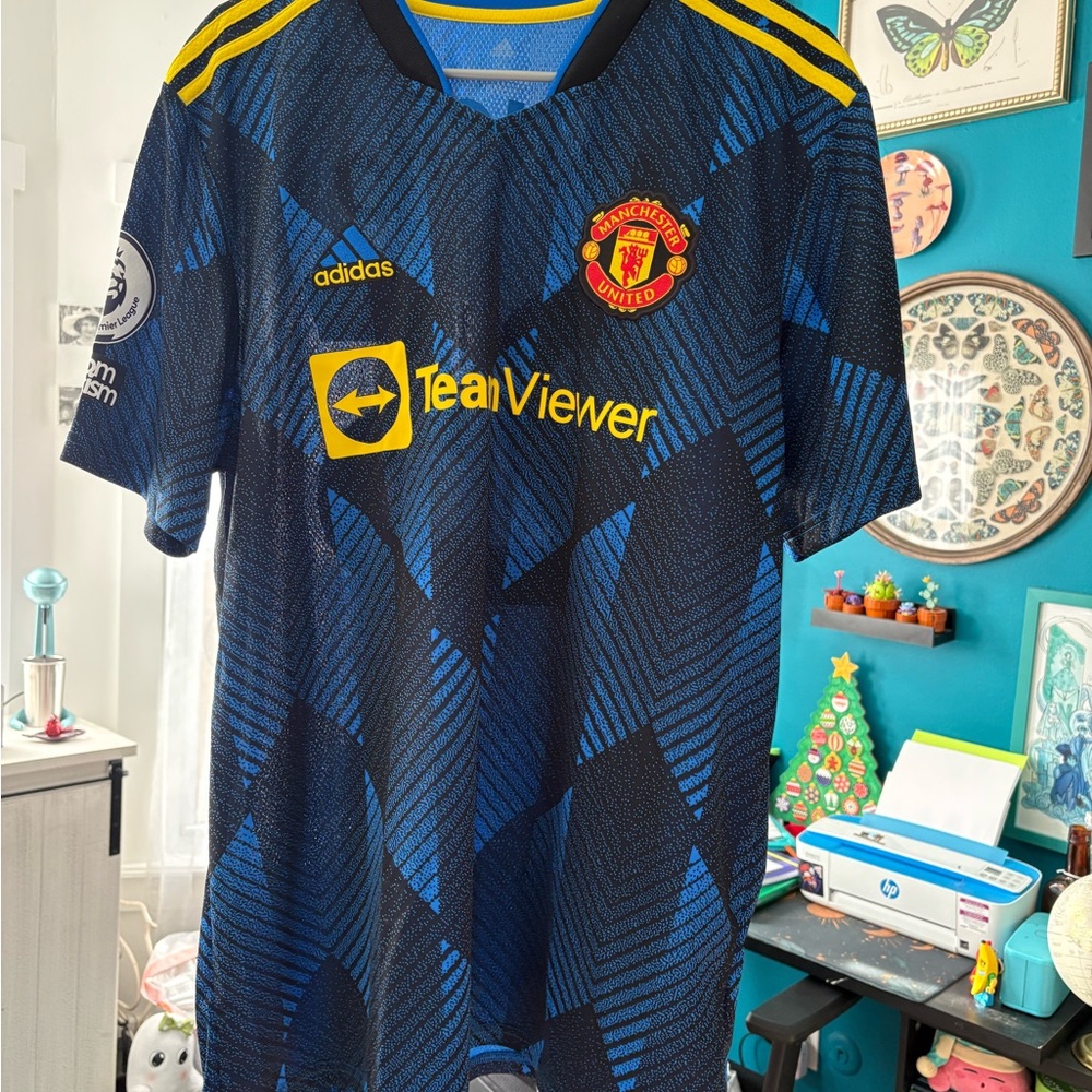 Adidas Blue and Black Men's Jersey